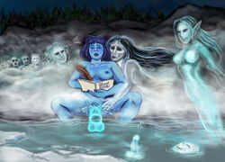 blue_hair blue_skin blush cleric critical_role critical_role:_the_mighty_nein cross_section cumming demon dungeons_and_dragons ectoplasm ejaculation female ghost ghost_girl ghost_penis horns humanoid jester_lavorre lake lilmonstah mighty_nein penis spread_legs steam tiefling