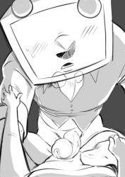 big_dick bottom_pov deltarune missionary missionary_position monochrome obagams pov self_insert size_difference tenna_(deltarune)