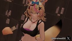 1girl 1girls animated blinking blonde-haired_female blonde_female blonde_hair boobs_bigger_than_torso boobs_out bounce bouncing_breasts collar cute_female ear ears_up fennec fennec_fox fox_ears fox_girl fox_tail herelewd hololive hololive_gen_5 hololive_japan horizontal_video light-skinned_female light_skin longer_than_10_seconds looking_at_phone money money_in_hand offering_money omaru_polka pervert pervert_female phone phone_in_hand shame showing_breasts showing_off smiley_face sound sound_effects sport sports_bra sports_bra_lift sports_shorts sports_uniform sportswear straight tagme video