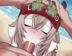 1boy1girl ai_generated ai_generated_video ai_video animated beach beach_sex big_penis blonde_hair blowjob glasses green_eyes hands_on_head headband implied_nudity indie_virtual_youtuber nimi_nightmare nimi_nightmare_(lifeguard) no_sound ocean oral tagme tapir_girl video vtuber