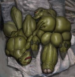 2025 4_eyes ass backsack balls bedding big_balls big_butt big_penis butt_grab creepy digital_drawing_(artwork) digital_media_(artwork) duo english_description erection fangs foreskin genitals green_body half-life_(series) hand_on_butt hi_res hohohonse huge_balls huge_cock humanoid_genitalia humanoid_penis hyper hyper_balls hyper_genitalia hyper_penis looking_back lying male male_only multi_eye nipples not_furry on_back on_front partially_retracted_foreskin penis rear_view red_eyes sharp_teeth teeth thick_penis thick_thighs vortigaunt