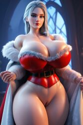 1girls 3d ai_generated big_ass big_breasts blonde_hair blue_eyes christmas christmas_outfit emma_frost emma_frost_(marvel_rivals) marvel marvel_comics marvel_rivals ravenomega sexy_body sexy_woman solo_female