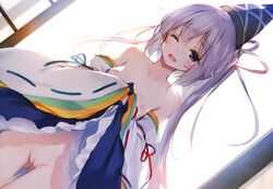 breasts flat_chest ke-ta mononobe_no_futo nipples photoshop pussy shirt_lift touhou uncensored