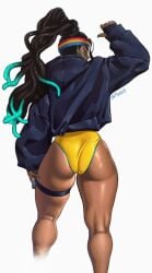 1girls ass back_view big_ass capcom dark-skinned_female dark_skin female female_only kimberly_jackson mootium solo street_fighter street_fighter_6