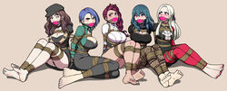 5girls angry arms_behind_back ball_gag black_nails blue_hair blush bondage bound brown_hair byleth_(fire_emblem) byleth_(fire_emblem)_(female) choker dorothea_arnault edelgard_von_hresvelg eye_contact feet female female_only femsub fire_emblem fire_emblem:_three_houses gag garreg_mach_monastery_uniform jam-orbital legs_tied legs_together long_hair looking_at_viewer multiple_girls multiple_subs nail_polish nintendo panties pantyhose petra_macneary pink_nails pink_toenails red_hair red_nails rope school_uniform schoolgirl shamir_nevrand sitting tied_hair tied_up toenail_polish toes white_hair wink