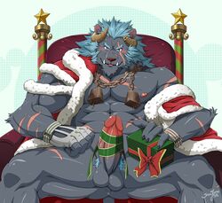 anthro bara erection krampus_(tokyo_afterschool_summoners) male male_only muscles penis snowjune snowjune0426 tokyo_afterschool_summoners