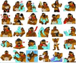 anal anthro anthro_only balls collar father genitals hyaenid hyena_jack hyenajack jack kissing leash leather ligoni male male/male mammal muscular musk nipples nude oral parent pecs penetration penis rimming sex simple_background solo stickers telegram