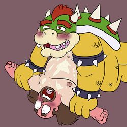 2boys blush bowser crossover cum duo everythingunderwraps gay greg_universe human interspecies koopa lying male male/male male_only mario_(series) multiple_boys nintendo nipples nude on_back open_mouth sex simple_background source_request steven_universe weird_crossover yaoi