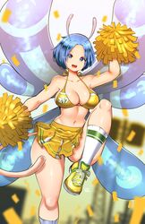 antennae blue_eyes blue_hair bobbydando cheek_markings cheerleader clothing fairies_vs_tentacles fairy insect_wings kenron_toqueen myri_(fvt) skirt tail wings