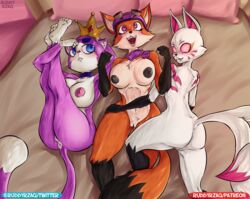 2019 anthro big_breasts breasts canid canine clothed clothing digital_media_(artwork) dodger_(fortnite) domestic_cat empress_(fortnite) epic_games felid feline felis female fortnite fox fur humanoid kitsune_(fortnite) mammal nude ruddyrzaq tagme video_games