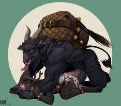 2boys anthro antlers ass backpack balls bell black_body black_fur bodily_fluids bracelet capreoline cervid christmas cum cum_on_body cum_on_butt drooling erection fur gay genital_fluids genitals holidays horn hot_dogging humanoid_penis jewelry krampus male male/male male_only mammal nude omari penis reindeer retracted_foreskin rudolph_the_red_nosed_reindeer saliva scar sex size_difference tongue tongue_out uncut yaoi