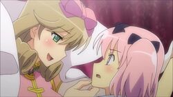 animated big_breasts haruka_(senran_kagura) hibari_(senran_kagura) no_sound pink_hair senran_kagura tagme video yuri