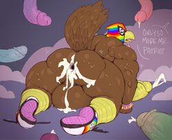 accipitrid accipitriform anus ass avian balls beak big_balls big_butt big_muscles big_penis bird bodily_fluids brown_body brown_skin clothing cloud cum cum_in_ass cum_inside cumshot dialogue eagle ejaculation feathers footwear gaping gaping_anus genital_fluids genitals huge_balls huge_cock huge_muscles kneeling leaking long_penis looking_back male male_only mask muscular muscular_arms muscular_legs muscular_male muscular_thighs open_mouth orgasm penis rainbow_patriot shoes sweat sxfpantera text thick_thighs tongue tongue_out vein veiny_penis yellow_penis