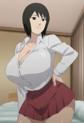 1girls ai_generated ass bare_chest bare_legs big_ass big_breasts black_eyes black_hair breasts breasts_bigger_than_head bursting_breasts busty cleavage cleavage_overflow clothing fantasyprompt female female_focus female_only hourglass_figure huge_ass huge_breasts long_hair looking_at_viewer naruto naruto_(series) naruto_shippuden pinup pleated_skirt revealing_clothes school_uniform schoolgirl seductive seductive_eyes seductive_look seductive_smile shirt shizune short_hair skimpy skimpy_clothes skirt slim_waist smile solo solo_focus thick_thighs thighs upper_body voluptuous voluptuous_female wide_hips