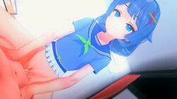 1boy 1boy1girl 1girls 2025 blue_eyes blue_hair clothed_female clothed_female_nude_male clothed_sex cowgirl_position female_on_top hairclip indie_virtual_youtuber male no_sound nude nude_male penis_covered_in_cum sailor_uniform senzawa short_hair skirt smile tagme video virtual_youtuber vtuber wataamage x_hair_ornament young younger_female