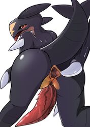 1boy animal_genitalia anthro anthrofied anus ass barbed_penis blush carnivorous_owl dragon eye_contact gaping gaping_anus garchomp genital_slit half-closed_eyes hi_res long_penis looking_at_viewer male male_only nintendo open_mouth penis pokémon_(species) pokemon pokemon_(species) pokemon_dppt scalie simple_background slit solo tapering_penis thick_thighs thigh_gap tongue veins veiny_penis video_games wide_hips