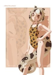 artist_name blonde_hair brown_hair cat_ears cat_tail catgirl cel_shading crestfallen163 drop_shadow flat_chest hand_on_hip multicolored_hair one-piece_swimsuit orange_eyes original original_character petite self_upload smile smiling_at_viewer standing swimsuit tail_around_leg white_hair