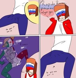 blue_skin blush boner closed_eyes countryhumans cum cum_in_ass cum_inside erection gay green_body green_skin imagining mexico mexico_(countryhumans) naked pink_nipples red_body red_skin rice_hat russia russia_(countryhumans) sheet_grab spread_legs sweat sweatdrop sweating white_body white_skin