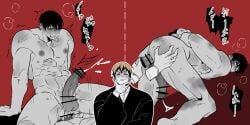 bite_mark blush cum_while_penetrated gay gay_anal gay_sex jujutsu_kaisen male male/male male_only male_penetrated male_penetrating_male toji_fushiguro trembling yaoi