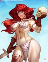 1girls abs big_breasts breasts cleavage didi_esmeralda female female_only large_breasts muscles muscular muscular_female red_hair red_sonja red_sonja_(comics) solo