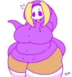 big_belly big_breasts big_butt chubby chubby_female large_breasts larger_female mario_(series) nintendo shy_gal sleepyslut thighhighs thighs tummy violet_the_shygal white_background