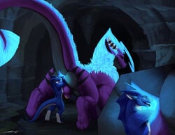 4_toes anal anal_fisting anal_vore animal_genitalia anthro anthro_on_feral anthro_prey anus ass balls bioluminescence blue_anus cave claws cutaway double_fisting dragon duo feral feral_pred fisting frill_(anatomy) fully_sheathed fur furgonomics furred_dragon furry-specific_piercing genital_piercing genitals glowing glowing_anus glowing_genitalia glowing_hair glowing_penis hair hi_res hindpaw horn imminent_vore kazzy kazzyboii larger_feral larger_male larger_pred male male/male male_pred male_prey membrane_(anatomy) membranous_frill nude open_mouth pawpads paws penis penis_tip piercing scalie sheath sheath_piercing size_difference smaller_anthro smaller_male smaller_prey spread_anus spreading striped_horn stripes toes tongue tongue_out vore willing_vore wingless_dragon zoophilia