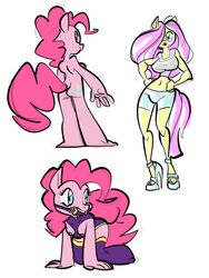 anthro ass big_breasts bondage bound breasts cutie_mark digital_media_(artwork) earth_pony equid equine female fluttershy_(mlp) friendship_is_magic gag gagged genitals hair hi_res horse invalid_tag mammal my_little_pony nipples nude oddjuice pinkie_pie_(mlp) pony rubber straight_hair