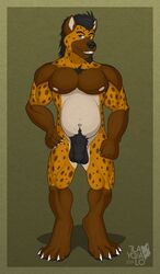 balls genitals hi_res humanoid_penis hyaenid hyenajack male male_only mammal musclegut muscular musk pecs penis solo tlayoualo