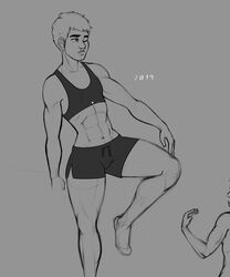 abs bitesize_art flat_chested looking_away muscular_female sketch