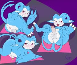 2026 3_toes 4_fingers abstract_background absurd_res all_fours anthro anus balls black_nose blue_body blue_ears blue_tail blush blush_lines butt claw_toes claws demon erection feet fingers foreskin forked_tail genitals gesture glans half-closed_eyes hand_gesture heart_eyes heart_symbol hi_res imp kawma legs_up looking_at_viewer looking_back looking_back_at_viewer lying male male_anthro multicolored_body multicolored_penis narrowed_eyes nude nude_anthro nude_male on_back on_side open_mouth partially_retracted_foreskin penis pink_anus pink_eyes pink_glans pink_penis presenting presenting_hindquarters pupils retracted_foreskin seelie_fhey signature smile smirk solo spade_tail spread_butt spreading tail teeth toes two_tone_body two_tone_penis unusual_anatomy unusual_tail urethra v_sign vtuber white_balls white_body white_claws white_inner_ear white_penis