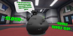 anthro anthro_male anthro_wolf big_belly black_sunglasses bones_in_stomach burping deviantart dialogue digestion digestion_noises fatal_vore green_eyes hands_on_belly kaiju_paradise male male_focus roblox roblox_game roblox_studio shade_(kaiju_paradise) solo speech_bubble spytf2realha sunglasses_on_head vore vore_belly wolf