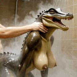 1boy 1girls 2026 ai_animated ai_animation ai_generated alligator animated animation anthro bouncing_breasts breasts crocodile crocodilian detailed_scales duo eldritchboobs female female_focus from_behind from_behind_position furry hand_on_neck happy looking_at_partner looking_back looking_pleasured male male/female male_human/female_anthro mostly_offscreen_male motion nipples nude offscreen_male open_mouth reptile scales scalie sex sex_from_behind sharp_teeth shower solo_focus standing tagme tail vaginal_penetration vaginal_sex water wet
