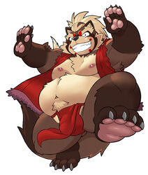 1boy 2020 anthro armpit_hair asian_clothing belly body_hair brown_body brown_fur bulge canid canine clothing east_asian_clothing fundoshi fur genital_outline genitals goemon_(tokyo_afterschool_summoners) humanoid_hands humanoid_penis hupi1008 japanese_clothing kemono male male_only mammal moobs navel nipples overweight overweight_male penis penis_outline raccoon_dog simple_background solo tanuki tokyo_afterschool_summoners underwear video_games white_background