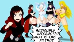 5girls bautiithemasterhero black_hair blake_belladonna blonde_hair canon_vs_fanon lavender_eyes red_hair ruby_rose rwby silver_eyes weiss_schnee white_hair yang_xiao_long