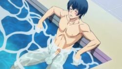 blush canonical_scene cumshot erection grand_blue iori_kitahara male_only naked_male pool screenshot screenshot_edit solo_male
