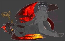2boys antiquespace blank_background blank_stare broken_horn cowgirl_position dark-skinned_male dark_skin digital_drawing_(artwork) dragon_tail dragon_wings firebrand_(phighting) hand_on_hip hat_only horns humping inphernal laying_on_back missing_arm one_eye_closed phighting roblox roblox_game robloxian self_upload straddling talking_to_partner teasing text zuka_(phighting)