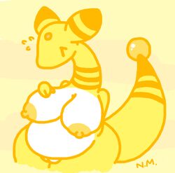 1girls 2020 3_fingers ampharos anthro anthrofied areolae ass big_ass big_belly big_breasts black_eyes black_fur chubby furry hand_on_chest huge_ass huge_breasts large_areolae large_ass large_breasts larger_female long_neck nervous nintendo nipples overweight overweight_female pokemon pokemon_(species) pokemon_gsc pussy shy sleepyslut source_request stripes sweat tail text thick_thighs watermark white_fur wide_hips yellow_background yellow_fur