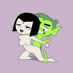 1boy 1boy1girl 1girls ahegao ambiguous_penetration arm_grab beast_boy black_hair cartoon_network completely_nude completely_nude_female dc dc_comics demon_girl female/male female_penetrated forehead_jewel from_behind garfield_logan grey_skin medium_breasts metahuman nude nude_female nudity pale-skinned_female pale_skin pointy_ears purple_eyes rachel_roth raven_(dc) saliva_trail sharp_teeth simple_background superhero superheroine supermirukuu teen_titans teen_titans_go tongue_out