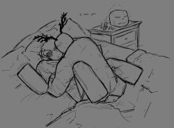 action_lines bedroom_sex body_pattern cuddling deer_antlers deity dusekkar dusekkar_(forsaken) eye_contact gay implied_anal implied_sex looking_at_partner looking_pleasured lovemaking lovers matt_dusek missionary missionary_anal mortal_on_deity roblox roblox_admins roblox_game robloxian romantic_ambiance romantic_sex scars_on_body self_upload shedletsky shedletsky_(forsaken) sketch teladusek telamon wholesome wholesome_sex yaoi