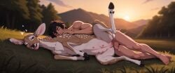 1boy 1girls 2026 3wolfmondaisdg_(model) ai_generated animal_genitalia animal_pussy balls_deep blurred_background bodily_fluids brown_body brown_fur capreoline cervid cervine_pussy closed_eyes cloven_hooves countershading cum cum_in_pussy cum_inside cum_on_body cum_on_ground cum_on_leg deer detailed_background director_name doe duo ejaculation eyelashes female female_feral feral feral_(midria) feral_penetrated from_behind_position fur genital_fluids genitals grass green_eyes hand_on_side happy happy_sex heart hi_res hooves human human_is_better human_male human_on_feral human_penetrating human_penetrating_feral interspecies looking_back looking_pleasured lying male male/female male_human male_human/female_feral male_on_feral mammal motion_lines nipples nude on_ground on_side one_eye_closed open_mouth outside penetration penile penile_penetration penis penis_in_pussy plant pussy quadruped sex sunset tagme teats terraraptor vaginal_penetration white-tailed_deer white_body white_countershading world_of_midria