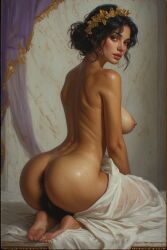 ai_generated ancient_greece anime areolae ass ass_focus back_view bed bed_curtains bedroom big_breasts black_hair bushy_pubes busty busty_female cartoony comic curly_pubic_hair curvy curvy_female curvy_figure custom_character female god_of_war god_of_war_2 god_of_war_3 hairy hairy_ass hairy_pussy hentai looking_at_viewer looking_back_at_viewer manga milf milf_body mythology naked naked_female natural_breasts nipples nude nude_female partially_clothed perfect_ass ponytail posing posing_for_the_viewer pubic_hair purple_curtains pussy pussy_lips round_ass sagging_breasts sexy sexy_pose snakoo1961 vagina white_robe