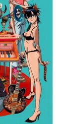 casual edit female footwear gorillaz guitar high_heels human jamie_hewlett musical_instrument naked noodle_(gorillaz) noodle_(song_machine) pale_skin panties pantyshot pubic_hair skinny small_breasts third-party_edit