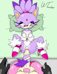 2girls amy_rose bindi black_gloves blaze_the_cat eyelashes fur furry futa_pov futanari fuzzy_handcuffs handcuffs imminent_anal large_breasts large_penis pink_fur pink_shoes poking ponytail pubic_hair puffy_anus purple_eyeshadow purple_fur pussy small_breasts sonic_(series) tail tail_grab vagina wigglytuffmaster yellow_eyes