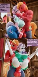 1boy 1boy1girl 1girls 3d 3d_(artwork) ai_generated big_macintosh_(mlp) diamond_tiara_(mlp) english_text female male male/female my_little_pony pixai silverknight395 tagme