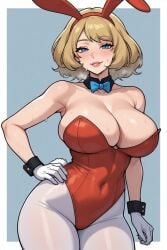 1girls ai_generated big_breasts black_collar blue_bowtie blue_eyes bunny_ears_headband cleavage curvy_body curvy_female curvy_figure fair_skin fair_skinned_female female female_only honey_blonde_hair hourglass_figure hourglass_figured_female huge_breasts naughty_one nintendo orange_bunny_ears orange_corset perchance_ai playboy_bunny_costume pokemon pokemon_xy seductive seductive_female seductive_smile serena_(pokemon) sheer_pantyhose short_hair solo solo_female solo_focus sweating thick_thighs voluptuous voluptuous_body voluptuous_female white_gloves white_pantyhose wide_hips
