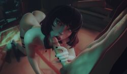 3d ass blowjob breasts deadlock fangs game kitedout male mina_(deadlock) penis pocket_(deadlock) tongue vampire