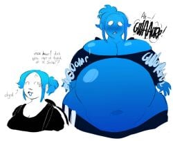 1girls 2d 2d_(artwork) artist_request athletic_wear belch belly_button belly_expansion belly_inflation big_belly big_breasts black_shirt blue_body blue_hair blue_skin blueberry_inflation blush blushing blushing_profusely breast_inflation burping comic deep_belly_button deep_navel embarrassed filling_up gurgling helpless ill_fitting_clothing inflation inflation_fetish navel no_audio route351 sequence shiny_belly shiny_breasts shiny_skin spilling_breasts stomach_noises stretched_clothing sudden_expansion swelling_belly swollen_belly swollen_breasts tight_clothing turning_blue unaware wide_hips