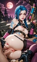 1boy 1boy1girl 1girls ai_assisted ai_generated anus arcane arcane:_league_of_legends arcane_jinx ass ass_grab bare_ass bare_back bare_breasts bare_midriff bare_shoulders bare_thighs blood_moon blue_hair braid breasts crop_top cum cum_in_pussy cum_inside eyebrows eyelashes eyeliner eyeshadow female female_penetrated fingerless_gloves fingernails garter_straps gloves grenade gun hand_on_ass hand_on_own_ass hi_res high_heels jinx_(arcane) jinx_(league_of_legends) league_of_legends lipstick long_eyelashes long_hair looking_at_viewer lying lying_on_side makeup male male/female male_penetrating_female mascara nail_polish netflix night nipples on_side outdoors penis penis_in_pussy petite petite_body petite_female pink_eyes pink_nipples pussy realistic red_eyes red_moon riot_games sex shiny_skin small_breasts solo_focus straight striped_clothing thigh_highs thighhighs twin_braids vaginal_penetration vaginal_sex waifufamily weapon