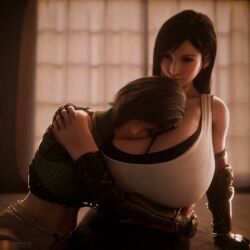 2girls 3d alternate_breast_size alternate_breast_size_(larger) animated breast_pillow brown_hair comforting cuddling final_fantasy_vii final_fantasy_vii_remake gigantic_breasts grabbing_another's_breast head_on_breasts hug huge_breasts hugging_breasts indoors long_hair massive_breasts playing_with_breasts resting_on_breasts short_hair short_video shorter_than_30_seconds smile sound tagme tifa_lockhart video voluptuous vreya3d wholesome yuffie_kisaragi yuri