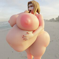 alienwrench belly_button big_belly blender bloated_belly blonde_female blonde_hair brown_eyes burp burping fat_female fat_nipples female female_only gilf hand_on_belly huge_ass huge_breasts naruto_(series) red_nails thick_thighs tsunade vore vore_belly weight_gain weight_gain_female